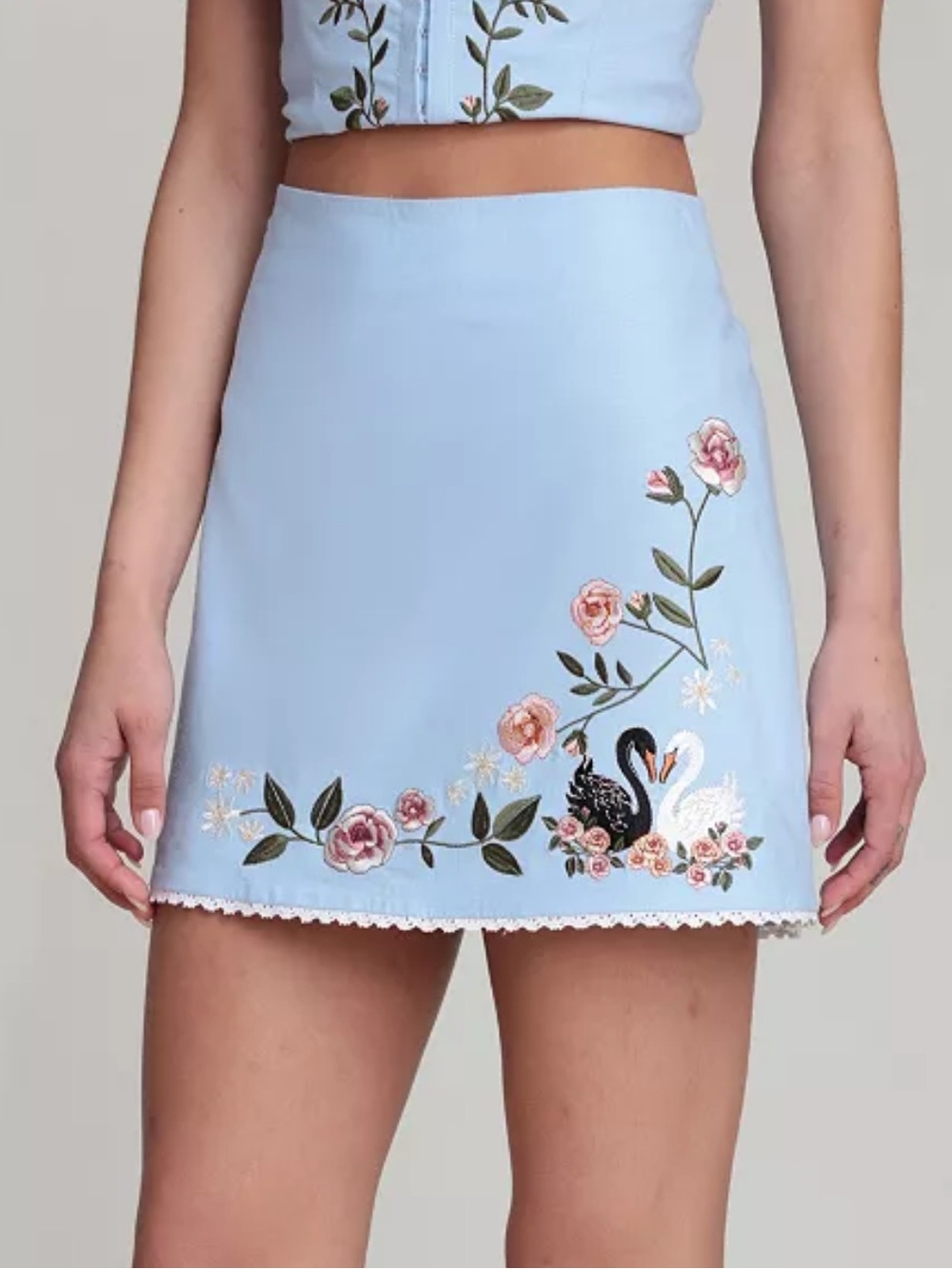 Avec Les Filles Embroidered Mini Skirt